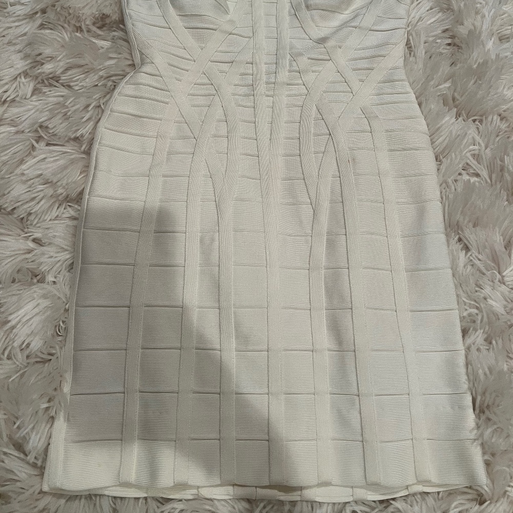 Herve Leger bandage dress in white